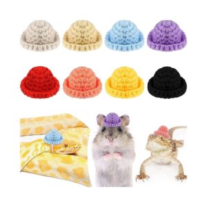 8-Pack Mini Pet Hats with Adjustable Strap for Small Reptiles Snakes Lizards and More