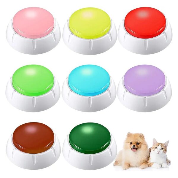 8 Pack Recordable Answer Buzzers for Interactive Pet Communication and Language Learning