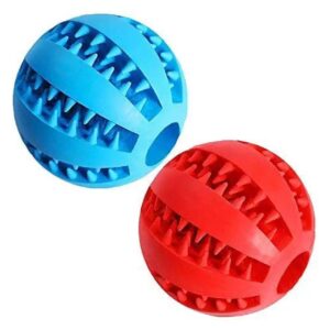 8" Pack of 2 Dog Treat Toy Balls with Natural Rubber Material