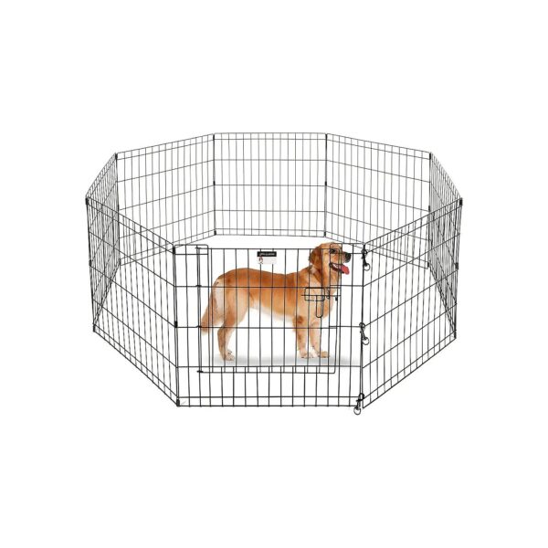 8-Panel Metal Foldable Playpen for Small Pets and Cats