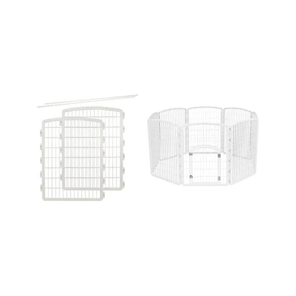 8 Panel Pet Playpen with Door and Expandable 2 Panel Add On