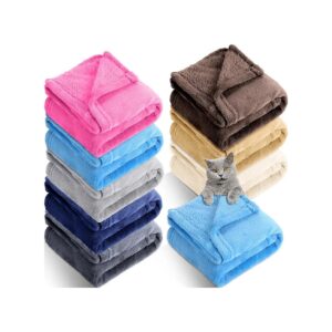 8 Piece Pack of Soft Fleece Throw Blankets for Dogs Cats in 8 Different Colors