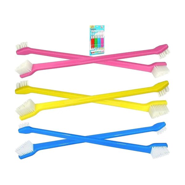 8-Piece Set of Dual Head Dog Toothbrushes for Cats and Small to Large Dogs