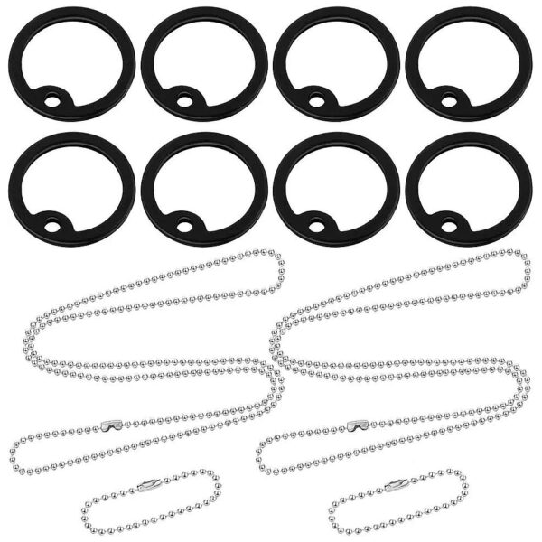 8 Piece Set of Silicone Dog Tag Silencers with Stainless Steel Chains for Noise Reduction