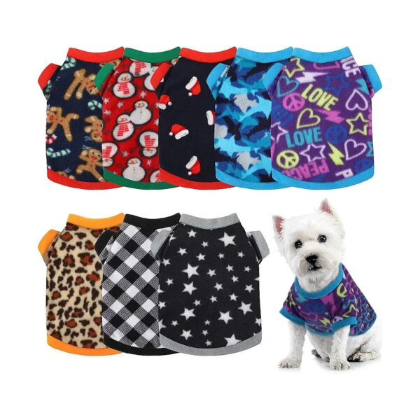 8 Pieces Winter Dog Sweaters for Cats Fleece Material Puppy Clothes