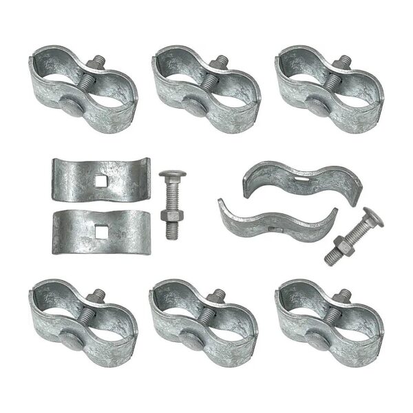 8-Set Galvanized Steel Chain Link Fence Panel Clamps for Dog Kennels