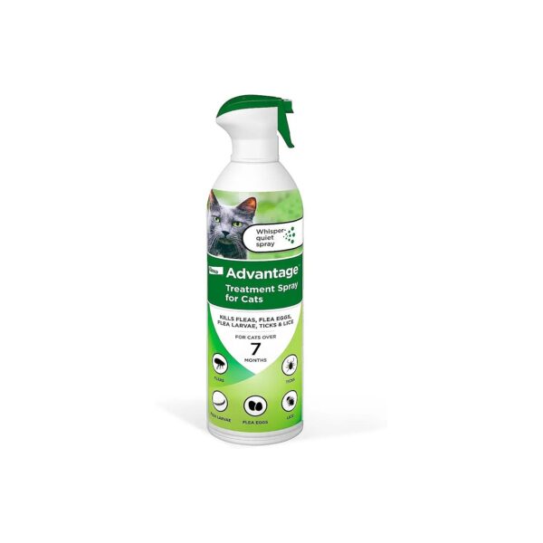 8 oz Flea and Tick Treatment Spray for Cats with Continuous Spray and 360-Degree Coverage