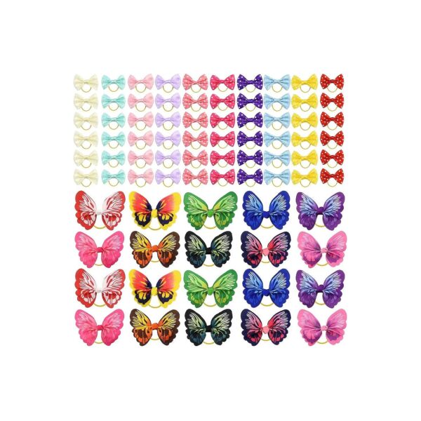 80 Pcs Dog Hair Accessories Polyester Bow Ties with 20 Colors for Cute Pet Hairstyles