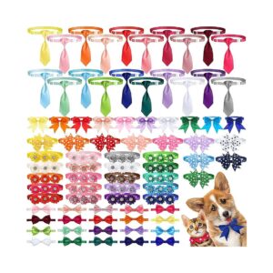 80 Pieces Multicolor Dog Bow Tie Collars with Flowers for Pets of All Sizes