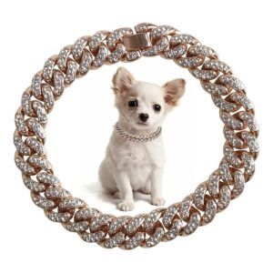 8inch Rose Gold Chain Metal Puppy Collar for Small Dogs Cats