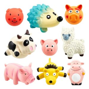 9 Pcs Latex Squeaky Dog Toys Small Medium Puppy Toy Soft Rubber Dog Chew Toy Grunting Pig