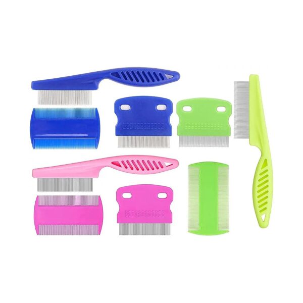 9 Piece Pet Flea Lice Comb Kit for Cat and Dog Tear Stain Removal