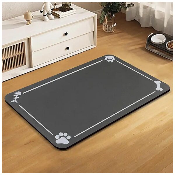 Absorbent Dog Food and Water Bowl Mat for Messy Drinkers and Eaters