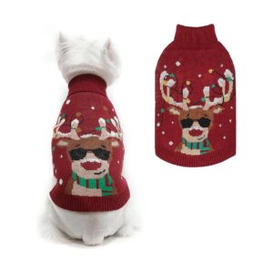 Acrylic Dog Sweater with Thermal Performance and Leash Hole for Small Christmas Dogs