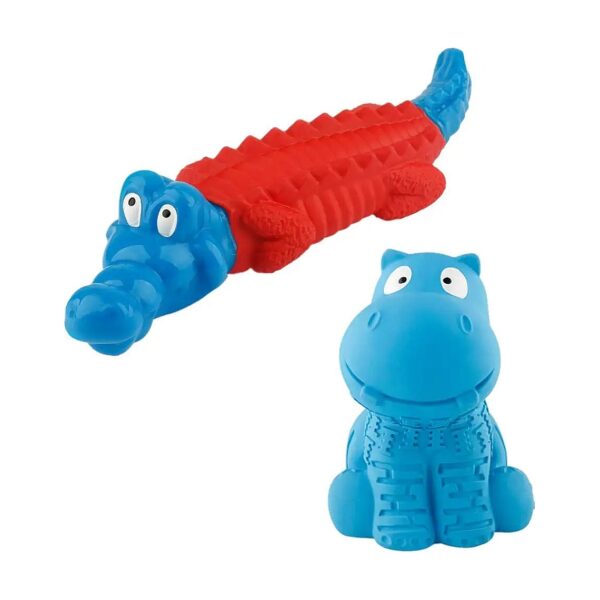 Active Toy Set for Aggressive Chewers with Crocodile and Hippo Shapes