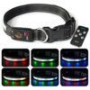 Adjust USB Rechargeable Super Bright Safety Light Dog Collars for Dogs Large Black