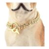 Adjustable 18K Gold Cuban Link Chain Dog Collar for Small to Large Dogs with Snap Closure