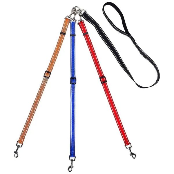 Adjustable 3 Way Dog Leash for Walking 1 2 3 Dogs with Reflective Design