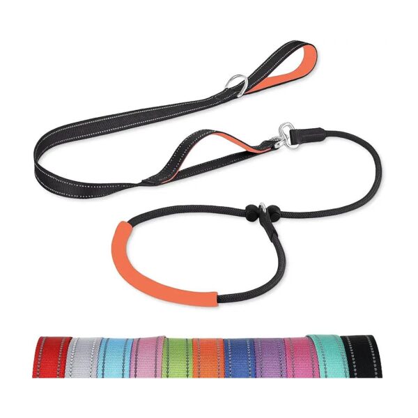 Adjustable 6 Foot Slip Lead for Dogs with Dual Handle Control and Reflective Stripe