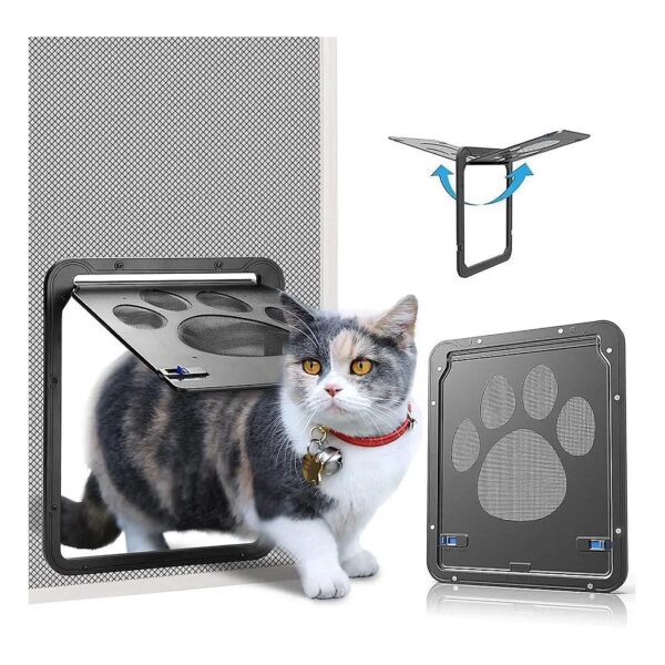 Adjustable 8x10 Pet Screen Door with Magnetic Flap Lockable for Small Animals