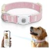 Adjustable AirTag Dog Collar for Small Medium Large Dogs in Pink