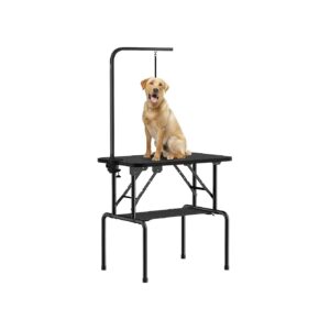 Adjustable Arm Dog Grooming Table with Mesh Tray for Safe and Easy Pet Grooming at Home