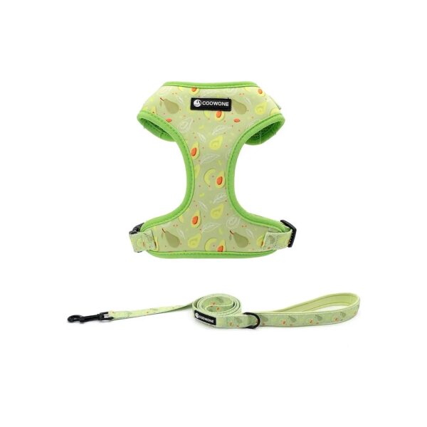 Adjustable Avocado Floral Neoprene Dog Harness for Small to Large Breed Puppy Training