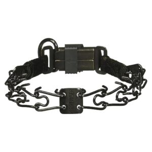 Adjustable Black Stainless Steel Prong Collar with Center Plate Assembly for Secure Fit