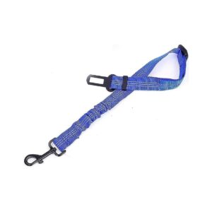 Adjustable Blue Dog Seat Belt with Polyester Fabric and Zinc Alloy Buckle for Safe Riding