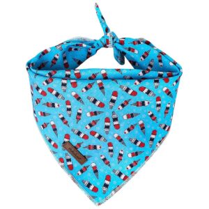 Adjustable Blue Ice Cream Star Dog Scarf for Small to Large Dogs Washable and Comfortable