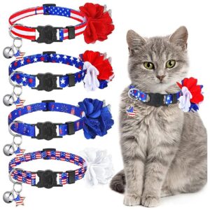 Adjustable Breakaway Cat Collars with Bell and Removable Flowers for Halloween Party