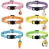 Adjustable Breakaway Cat Collars with Easter Egg Designs and Bells