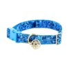 Adjustable Canvas Dog Collar with Snap Closure and Ring for Leash Tag Mermazing Blue