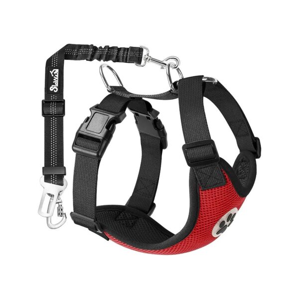 Adjustable Car Dog Harness with Breathable Mesh and Safety Tether for Small to Large Pets