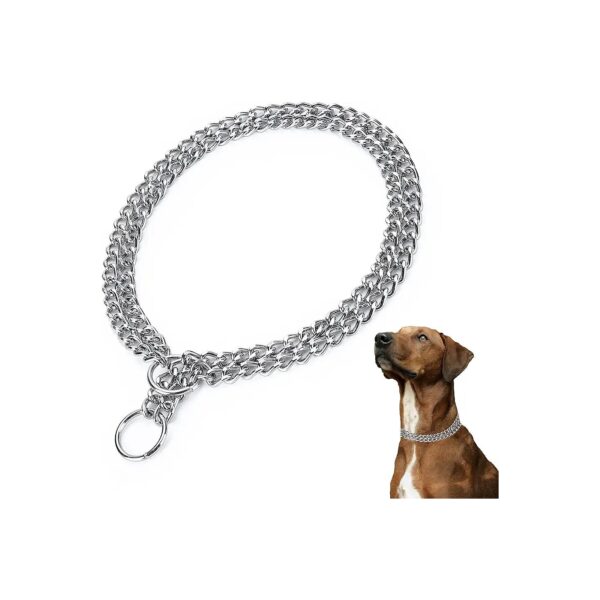 Adjustable Chain Dog Collar for Small Medium Large Dogs with Safe and Effective Training