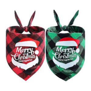 Adjustable Christmas Dog Bandanas with Soft Cotton Fabric and Santa Print Design