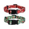 Adjustable Christmas Dog Collars Pack of 2 with Durable Nylon Construction