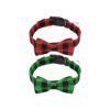 Adjustable Christmas Plaid Dog Collars with Bow Tie and Pet Collar