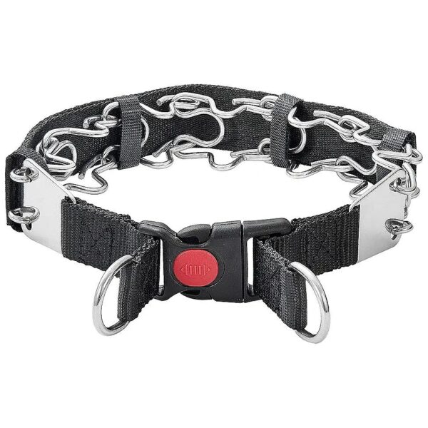 Adjustable Chrome Stainless Steel Dog Collar with Quick Release Buckle and Dog Tag