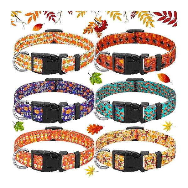 Adjustable Classic Thanksgiving Dog Collar for Small Medium Large Dogs with Nylon Straps