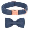 Adjustable Cotton Dog Collar with Bowtie and Metal Buckle for Dogs of All Sizes