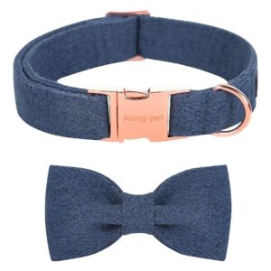 Adjustable Cotton Dog Collar with Bowtie and Metal Buckle for Dogs of All Sizes