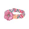 Adjustable Cotton Dog Collar with Metal Buckle Closure and Stylish Pink Felt Flower Tie