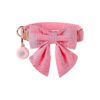 Adjustable Cotton Dog Collar with Pink Sailor Bow and Airtag for Small Medium Large Dogs