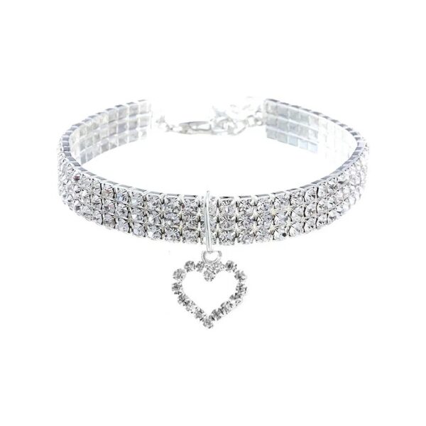 Adjustable Crystal Diamond Pet Collar for Small Dogs and Cats with Love Heart Pendant