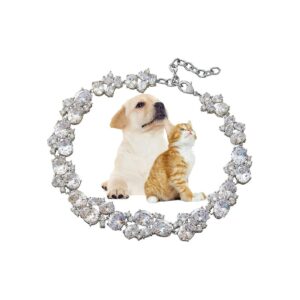 Adjustable Cubic Zirconia Collar with Iced Out Crystal Stones for Small Medium Dogs Cats