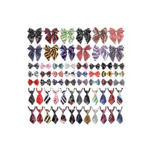 Adjustable Dog Bow Tie Collars, 60 Piece Set, Comfy, Satin Polyester, Christmas Gift