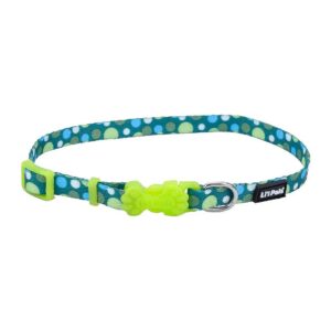 Adjustable Dog Collar for Small Dogs with Green Dots and Nylon Material