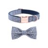 Adjustable Dog Collar with Bow Tie and Center D-Ring for Small Medium Large Dogs