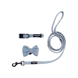 Adjustable Dog Collar with Bow Tie and Leash Set for Small Paws